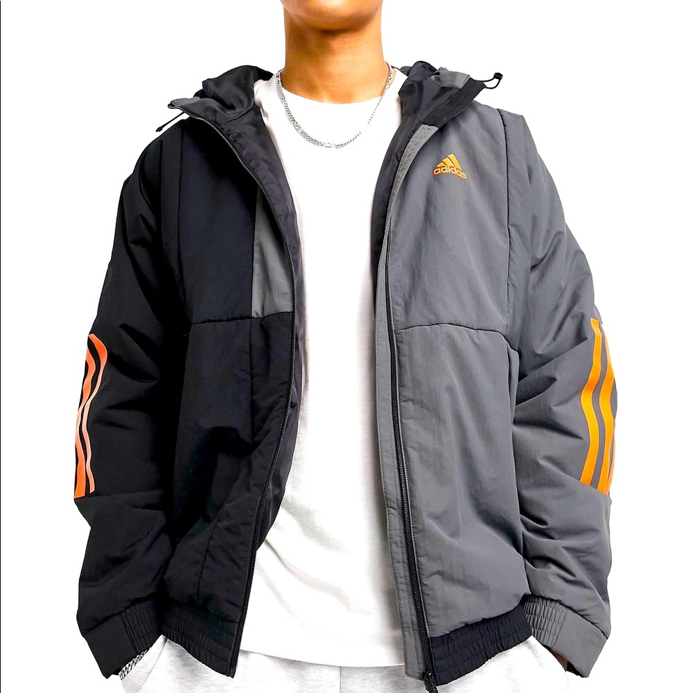 Adidas Training Jacket in Black/Grey/Orange